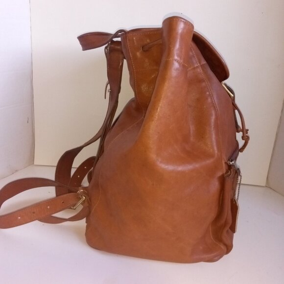 *RARE* COACH '80s XL Traveler Drawstring Flap Backpack Rucksack Brown 4040-103 - Picture 8 of 16
